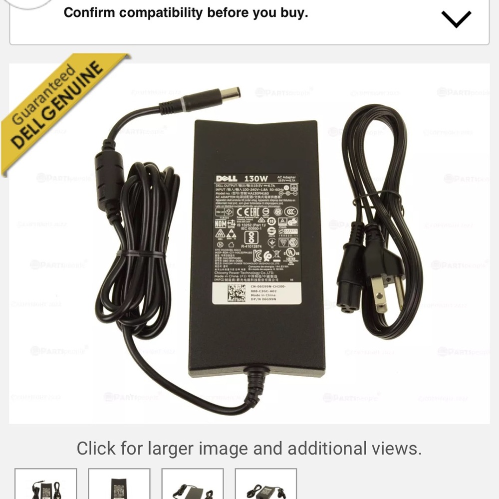 Dell Black 130W Power Supply